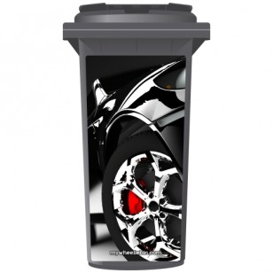 Sports Car With Chrome Wheels Wheelie Bin Sticker Panel